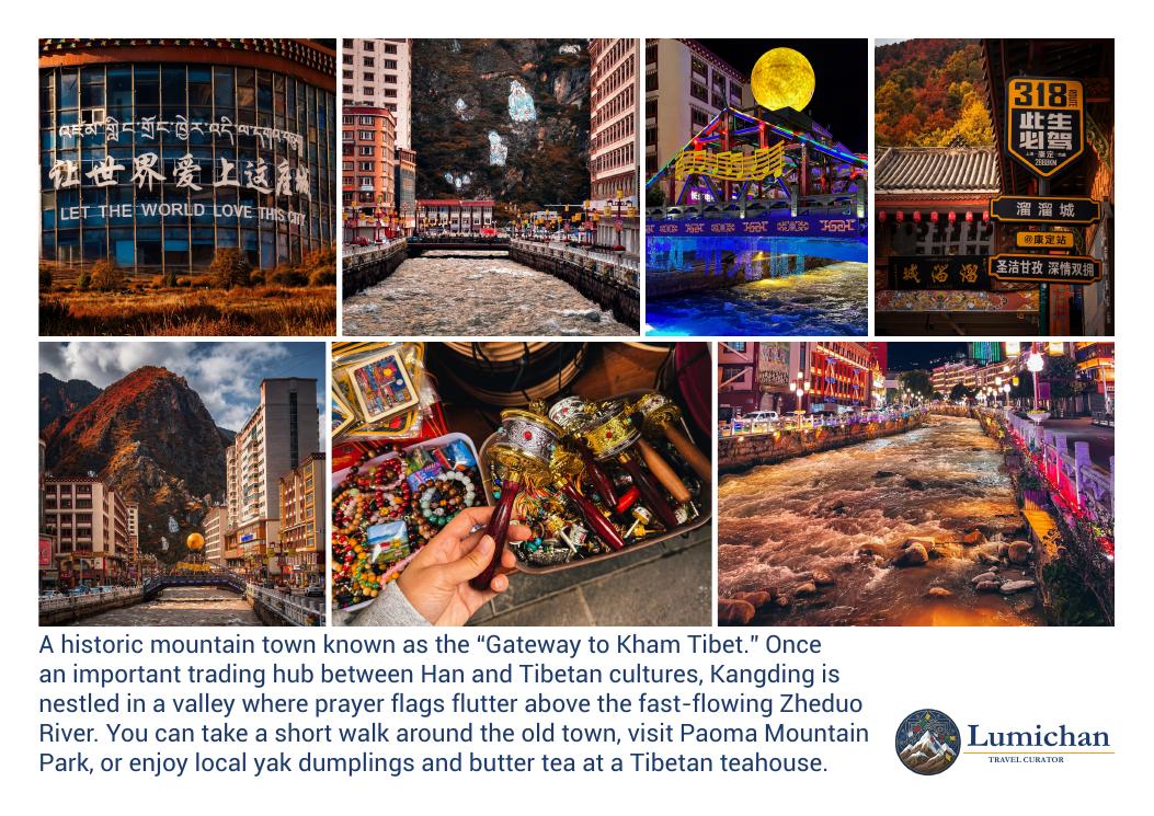 Streets, local details and evening life in Kangding